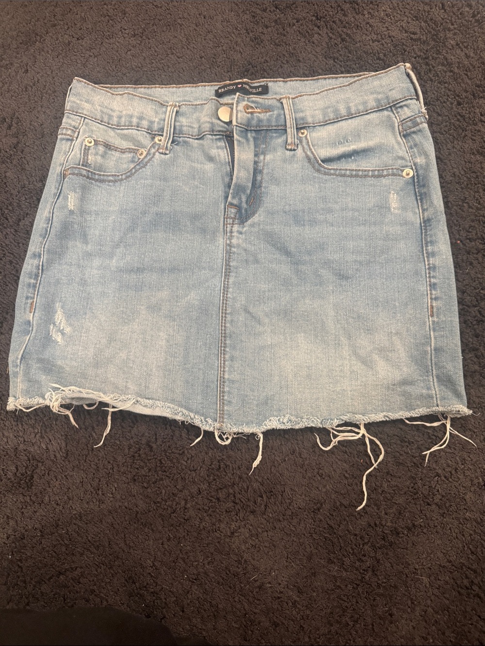 Brandy Melville Light Blue Distressed Denim Mini Skirt